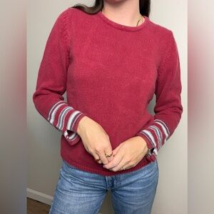 Wrangler Blues vintage red knit blue detail pullover sweater size small